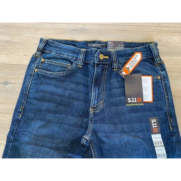 5.11 TACTICAL Defender Flex Mens 30X32 Regular Fit Straight Blue Denim Jean - Picture 3 of 9